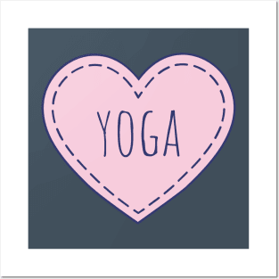 Love Yoga Pink heart Namaste in my heart Posters and Art